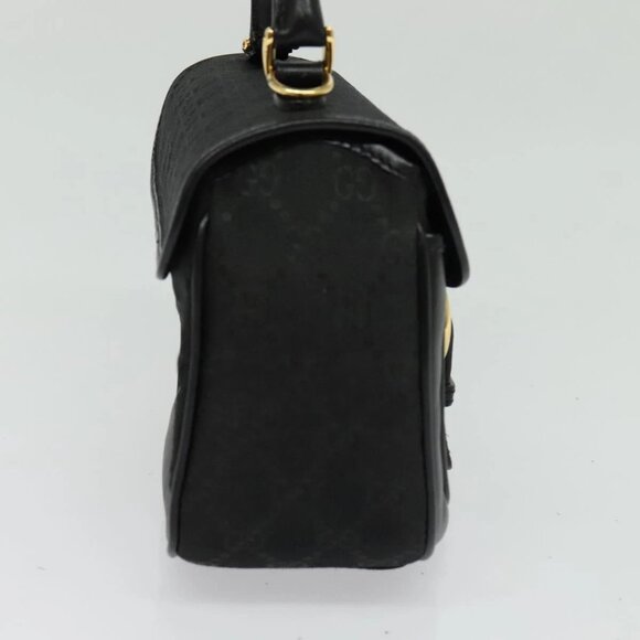 GUCCI GG Canvas Hand Bag 2way Black Gold 000 2058 0321 Auth 133588 - Picture 4 of 16